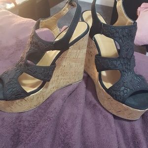 Black wedges size 8